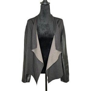 Stella & Jamie Cropped Asymmetrical Rio Jacket Leather Sleeves Black Large